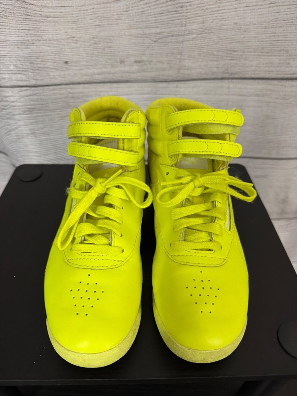 Reebok Classic Freestyle Hi Neon Yellow Sneakers Size 8